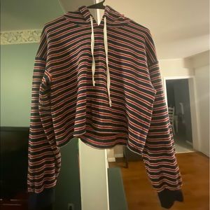 American eagle striped crop hoodie